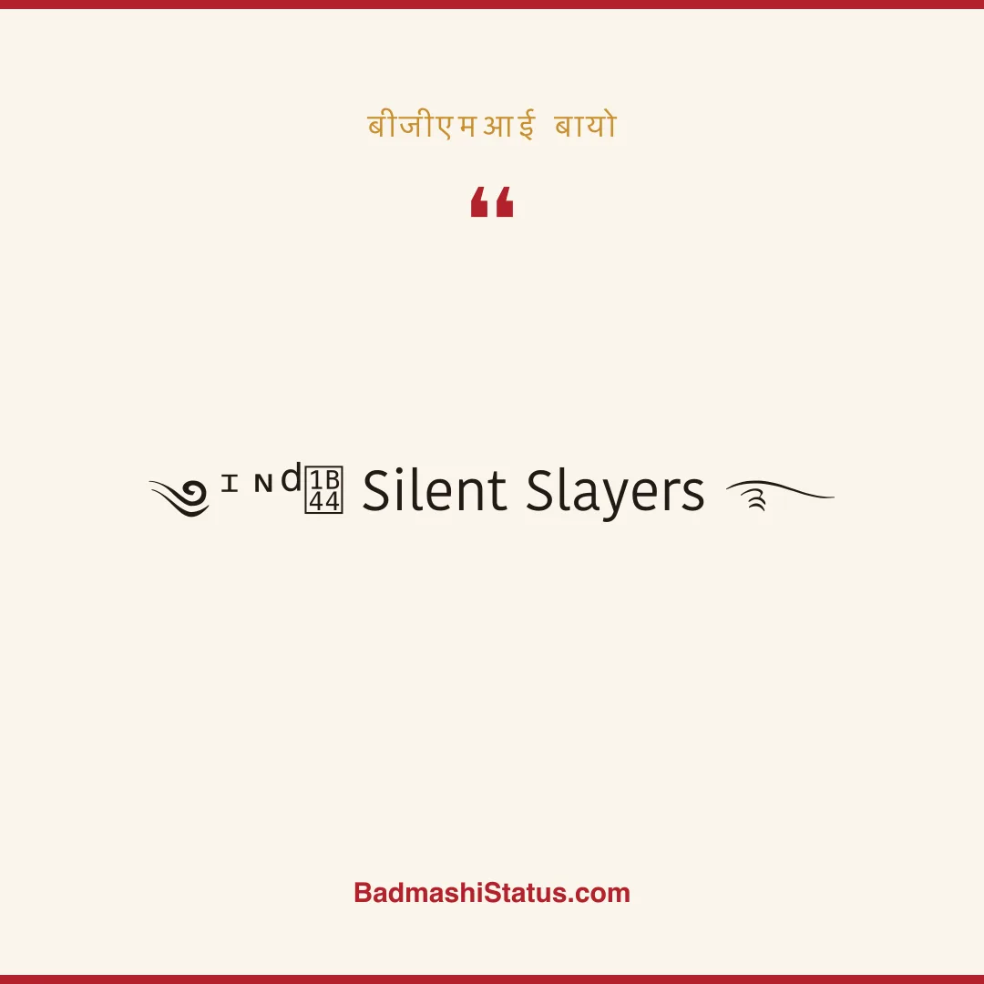 ༄ᶦᶰᵈ᭄ Silent Slayers ࿐ - बीजीएमआई बायो