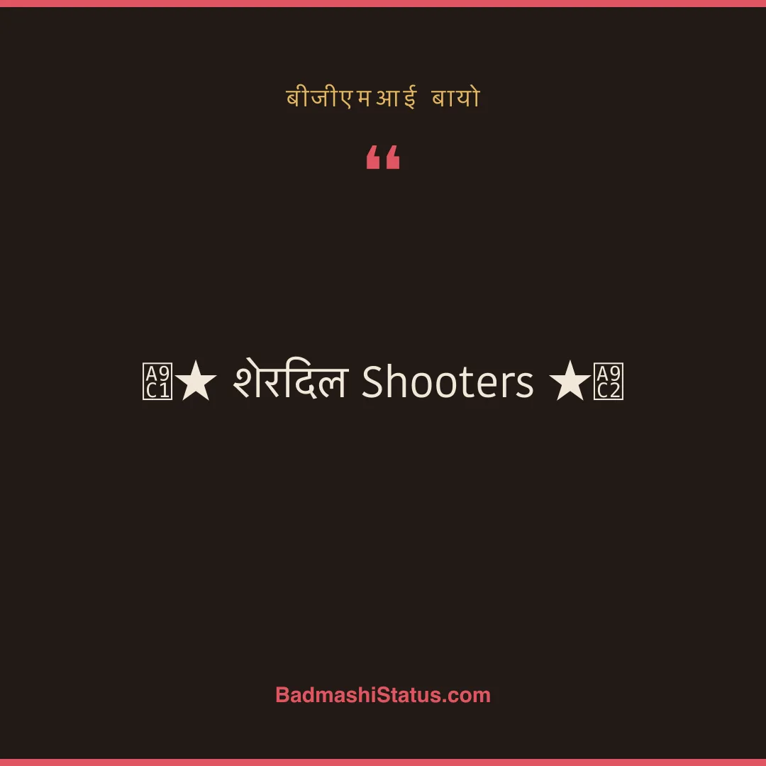 ꧁★ शेरदिल Shooters ★꧂ - बीजीएमआई बायो